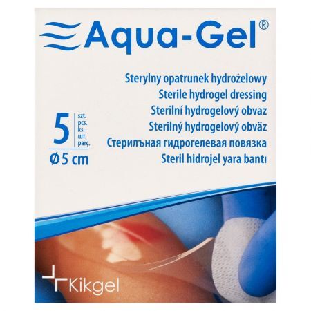 Aqua-Gel, opatrunek hydrożelowy, średnica 5 cm, 5 szt
