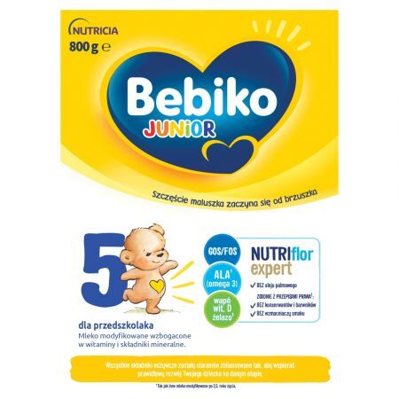 Bebiko Junior 5, mleko modyfikowane dla dzieci powyżej 2,5 r.ż, 800 g