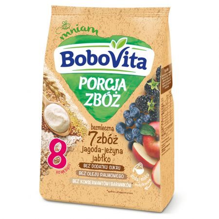 BoboVita Porcja Zbóż, bezmleczna - 7 zbóż, jagoda, jeżyna, jabłko, 170 g