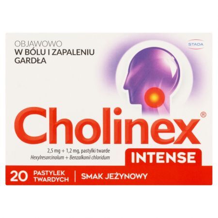 Cholinex Intense, pastylki do ssania o smaku jeżynowym, 20 szt