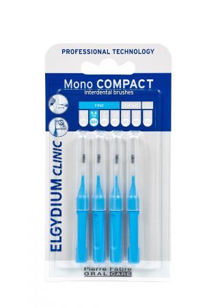 Elgydium Clinic Mono Compact 1, niebieska szczoteczka międzyzębowa, 4 szt.