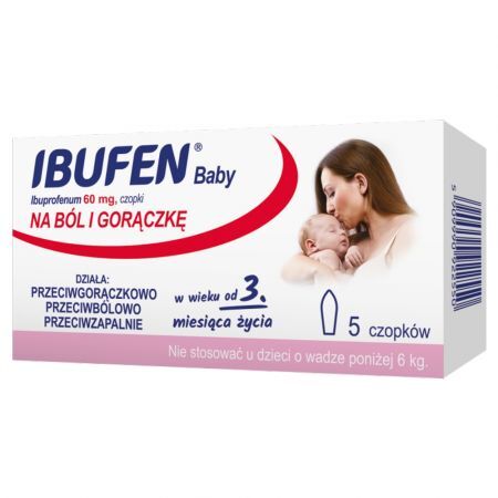 Ibufen Baby 60 mg, czopki doodbytnicze, 5 szt.
