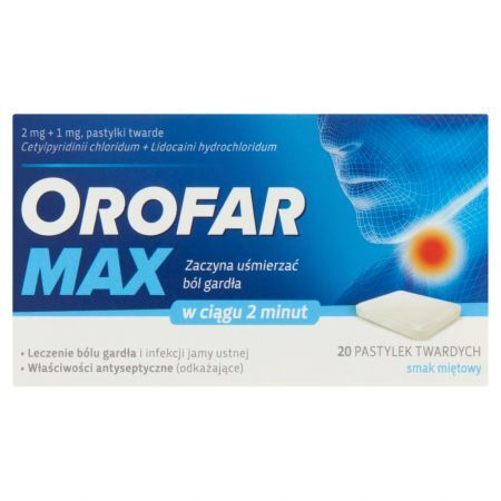 Orofar Max 2 mg + 1 mg, pastylki twarde, 20 szt.